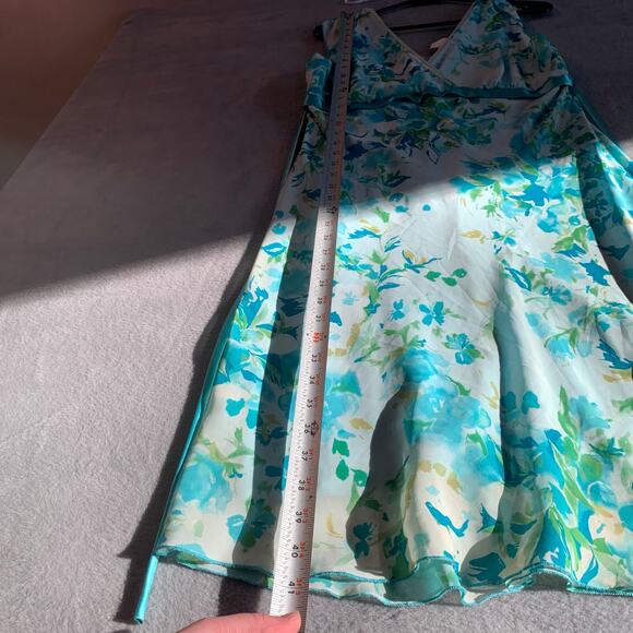 Y2K Blue Floral Babydoll Dress Fairy Tie Back Sleeveless Midi Coquette Romantic - Picture 6 of 7